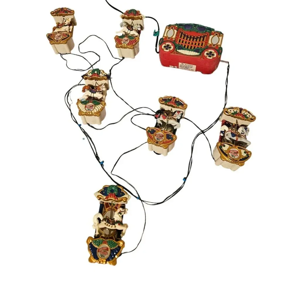 Vintage 90s Mr. Christmas Holiday Carousel 6 Horse Musical Decoration Animated